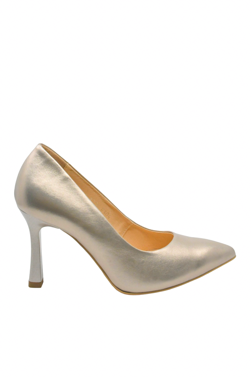 Imagine Pantofi eleganți cu toc înalt stiletto, aurii, din piele naturală KOR3024