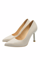 Imagine Pantofi eleganți cu toc stiletto cu charmuri, crem, din piele naturală KOR2985