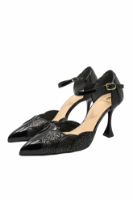 Imagine Pantofi decupați cu toc stiletto înalt, negri din piele naturală KOR3059