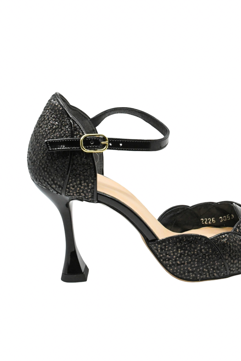 Imagine Pantofi decupați cu toc stiletto înalt, negri din piele naturală KOR3059