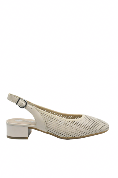 Imagine Pantofi slingback comozi bej din piele naturală model plasă RIK43458-60