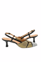 Imagine Pantofi decupați cu toc kitten, negri din piele naturală cu detalii croco KOR3042