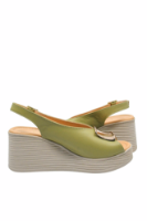 Imagine Sandale wedge verde avocado, din piele naturală MIR4012