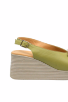 Imagine Sandale wedge verde avocado, din piele naturală MIR4012